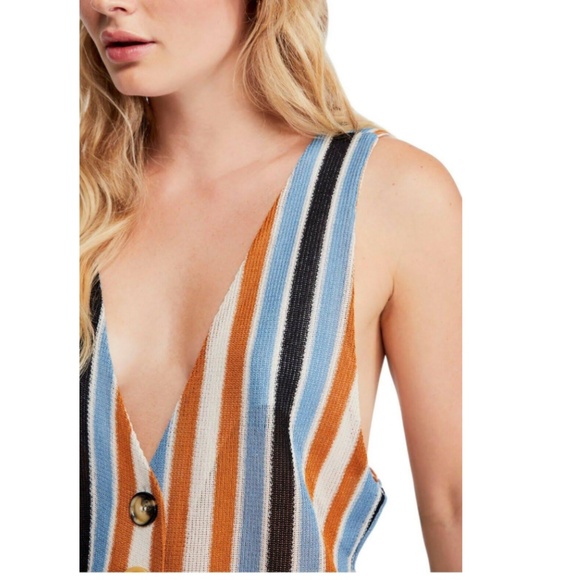 Free People Bridget Sripe Set in Blue Mustard Combo sz Large NWT - Picture 4 of 6